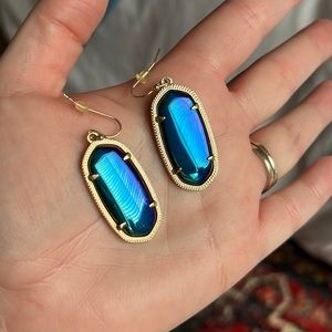 Kendra Scott Black and Purple Iridescent Rare Danielle Earrings